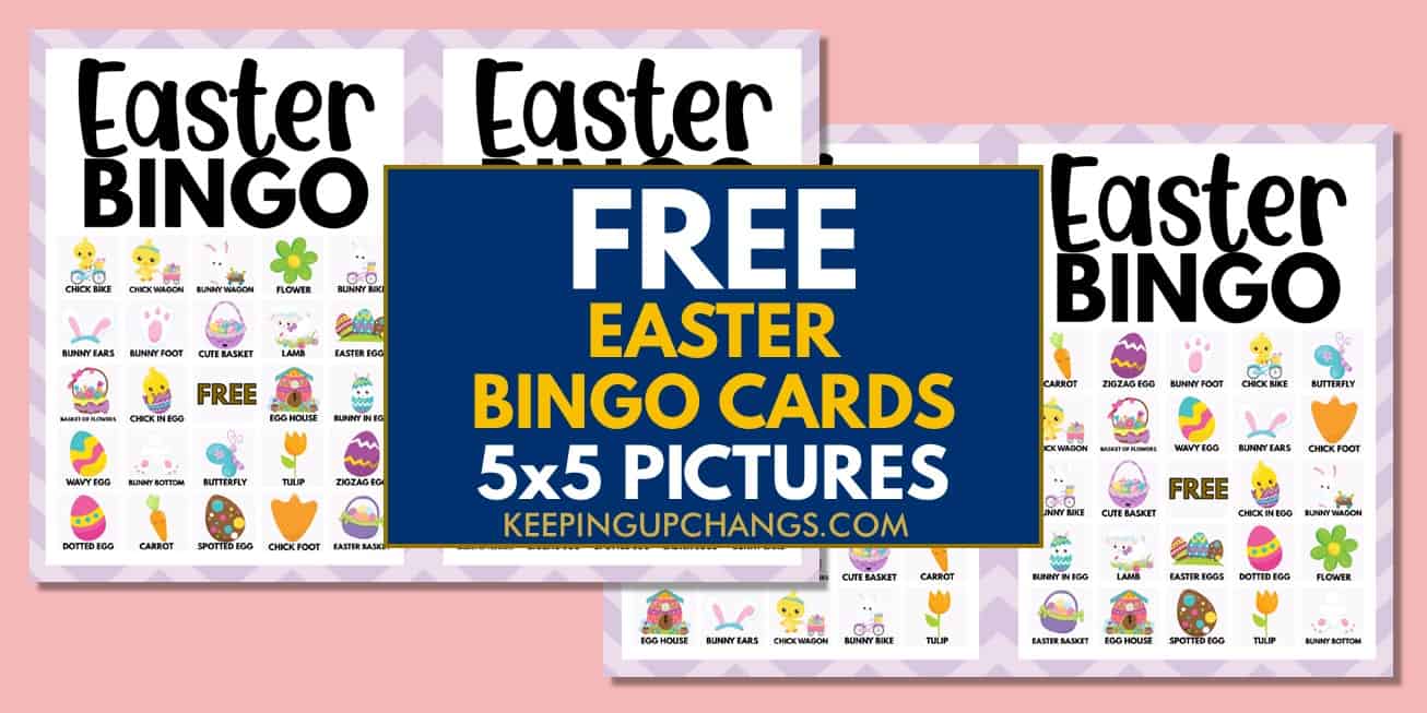 free easter bingo cards 5x5 for party, school, group.