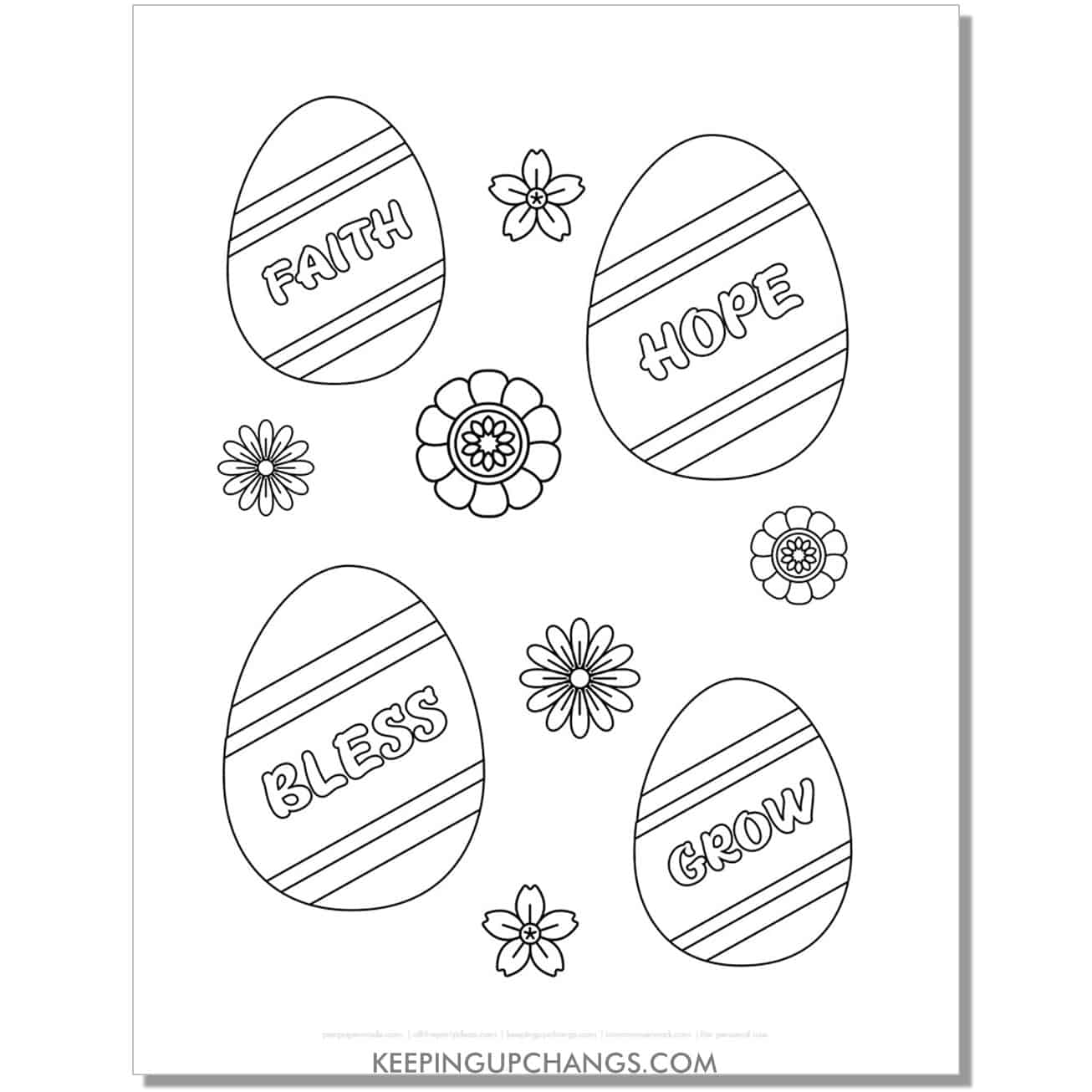 easter eggs with words christian easter coloring page, sheet