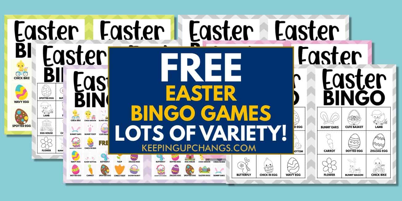 best free easter bingo games with images and text, for coloring, and more.