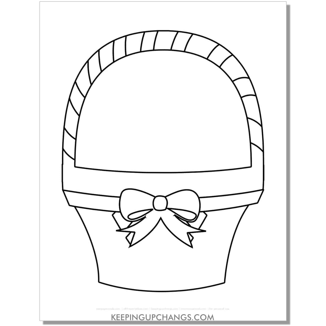 empty Easter basket with weave on handle coloring page, sheet.