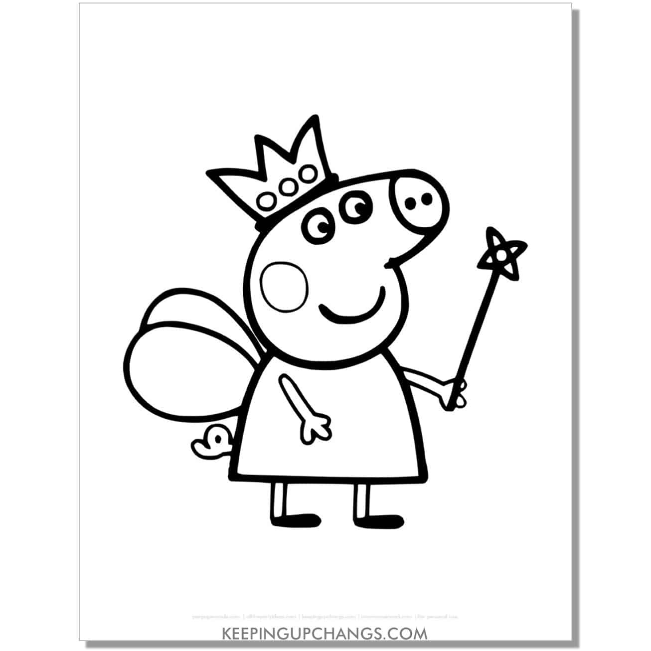 free fairy peppa pig coloring page, sheet.