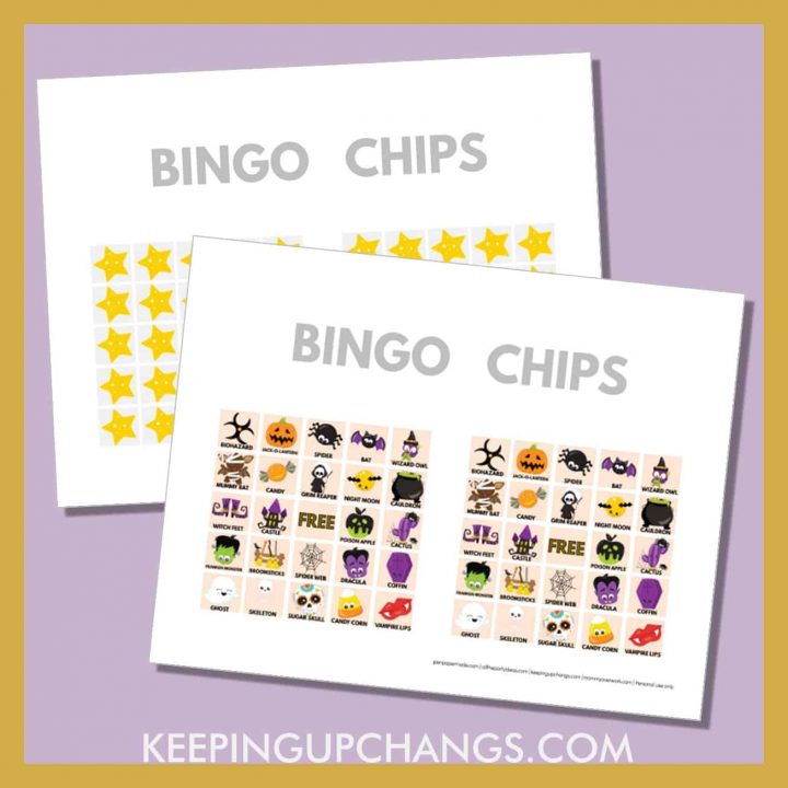 Halloween Bingo Color Pictures &amp; Words (5x5 Grid) [FREE Printable]
