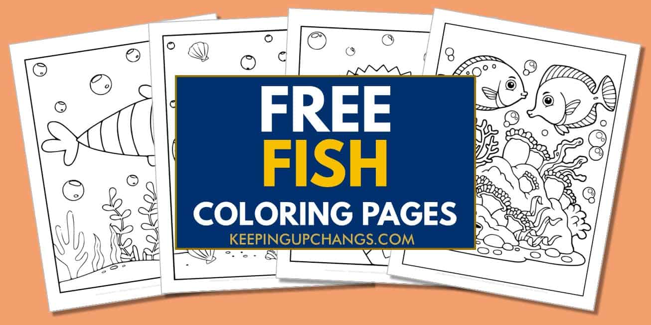 spread of fish coloring pages, sheets.