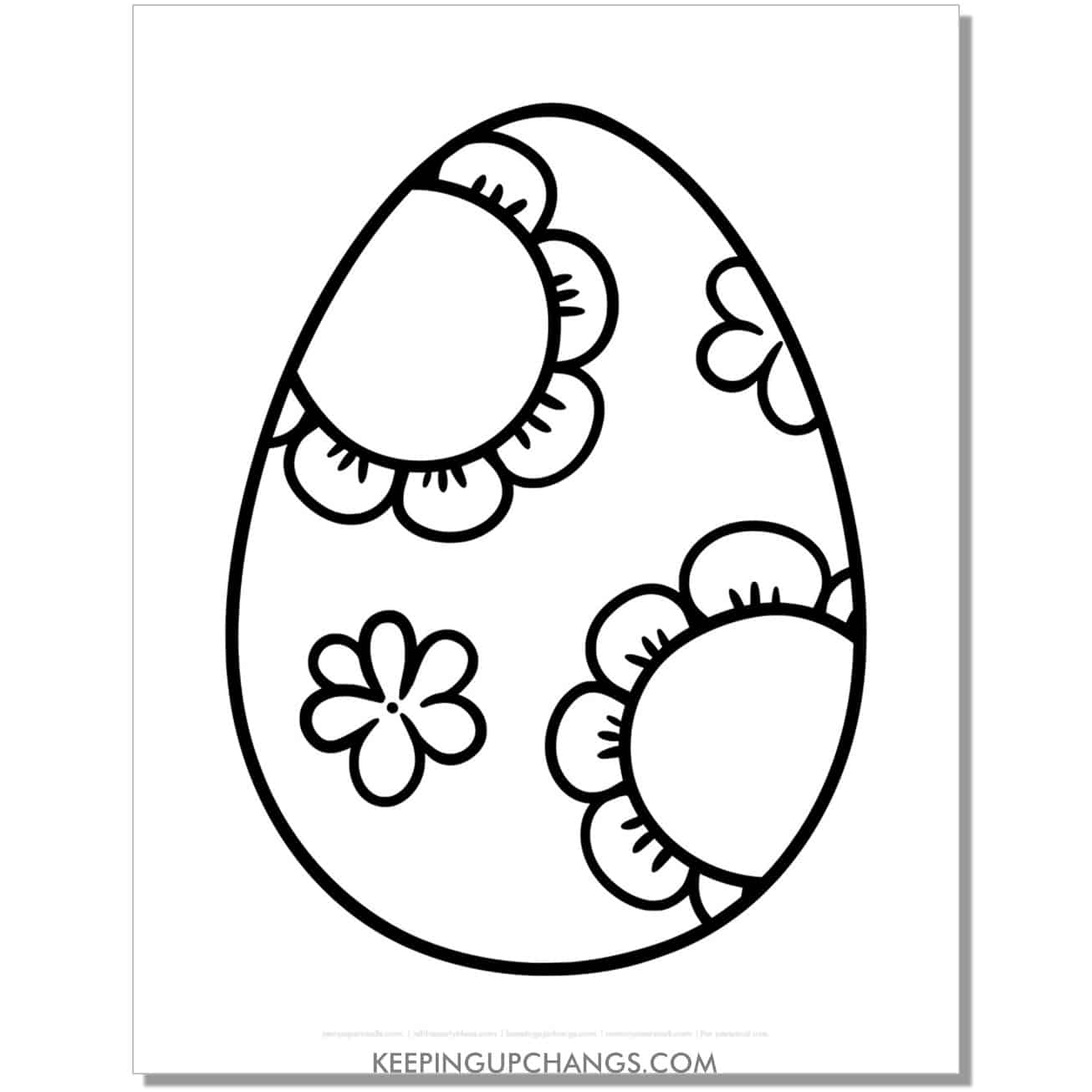 free large floral easter egg coloring page, sheet.