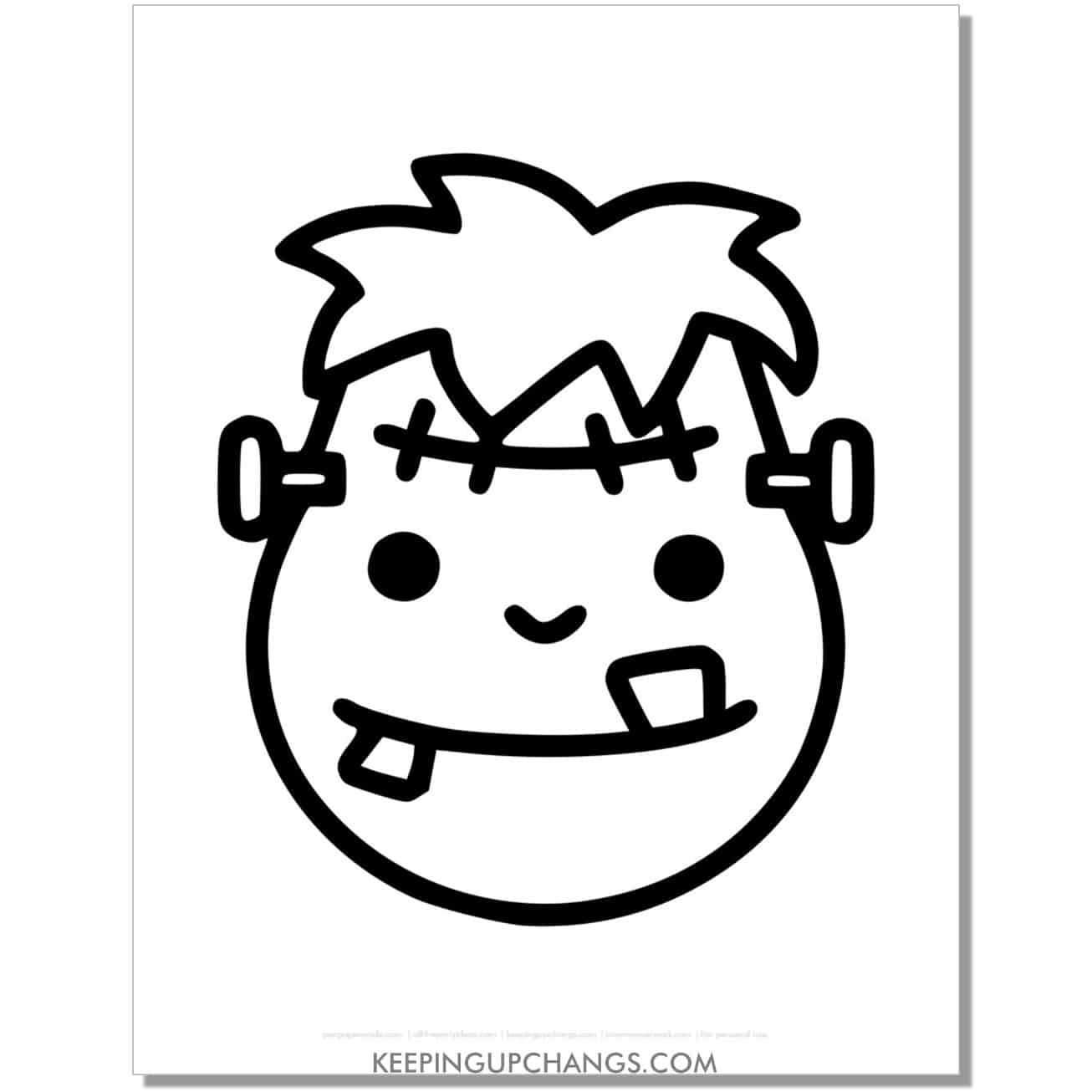 free simple frankenstein face emoji coloring page.
