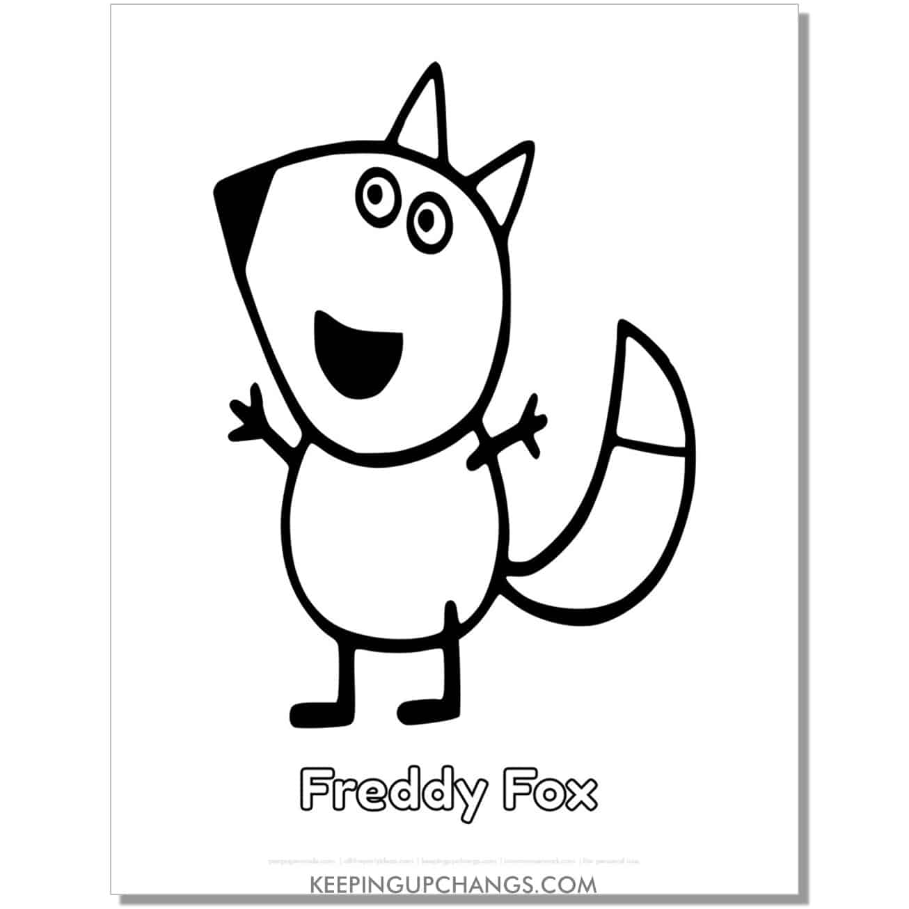 free freddy fox peppa pig coloring page, sheet.