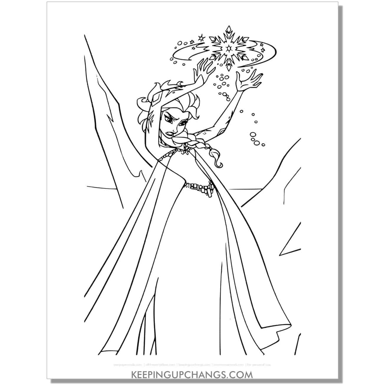 free elsa frustrated with magic frozen coloring page.