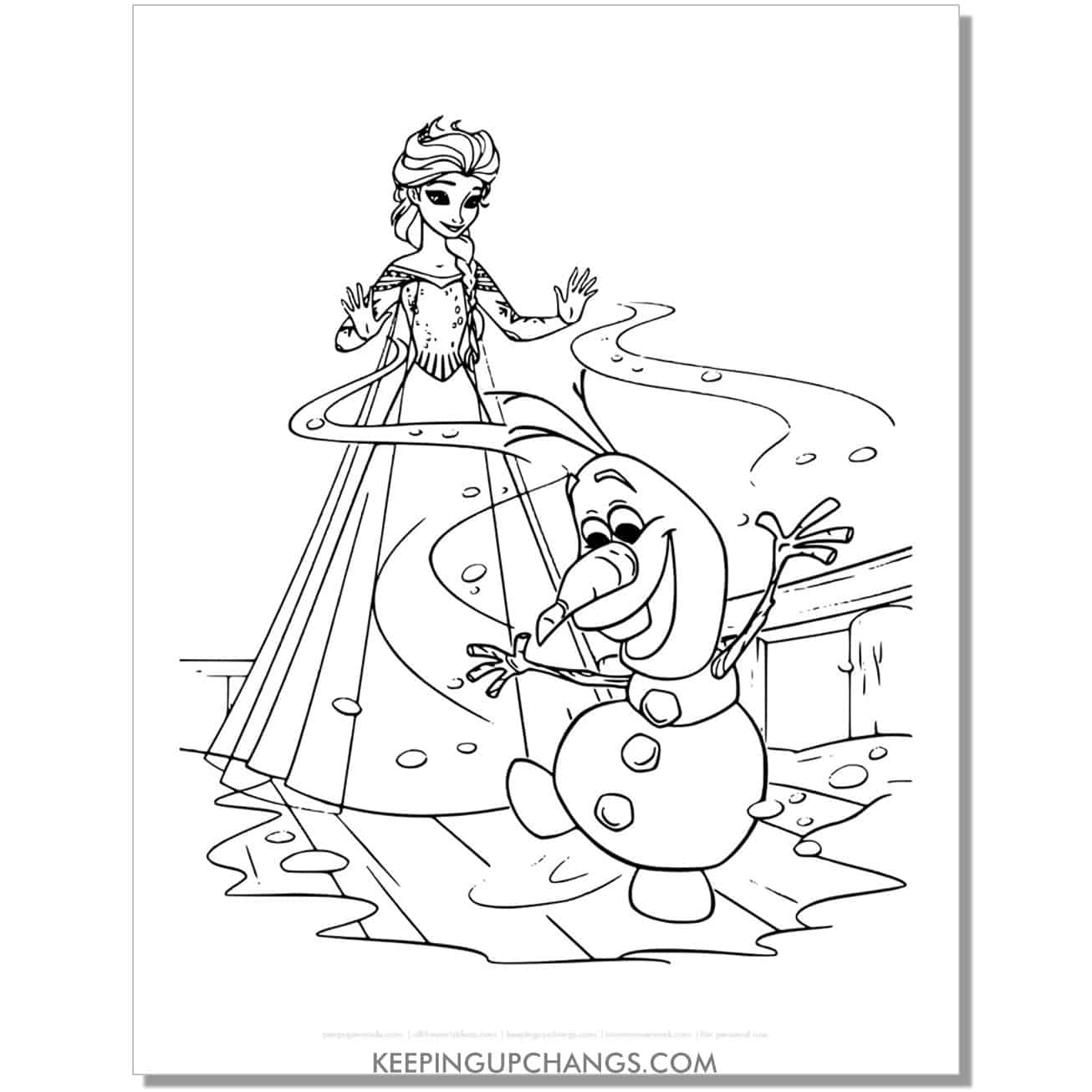 free elsa bring olaf back to life frozen coloring page.