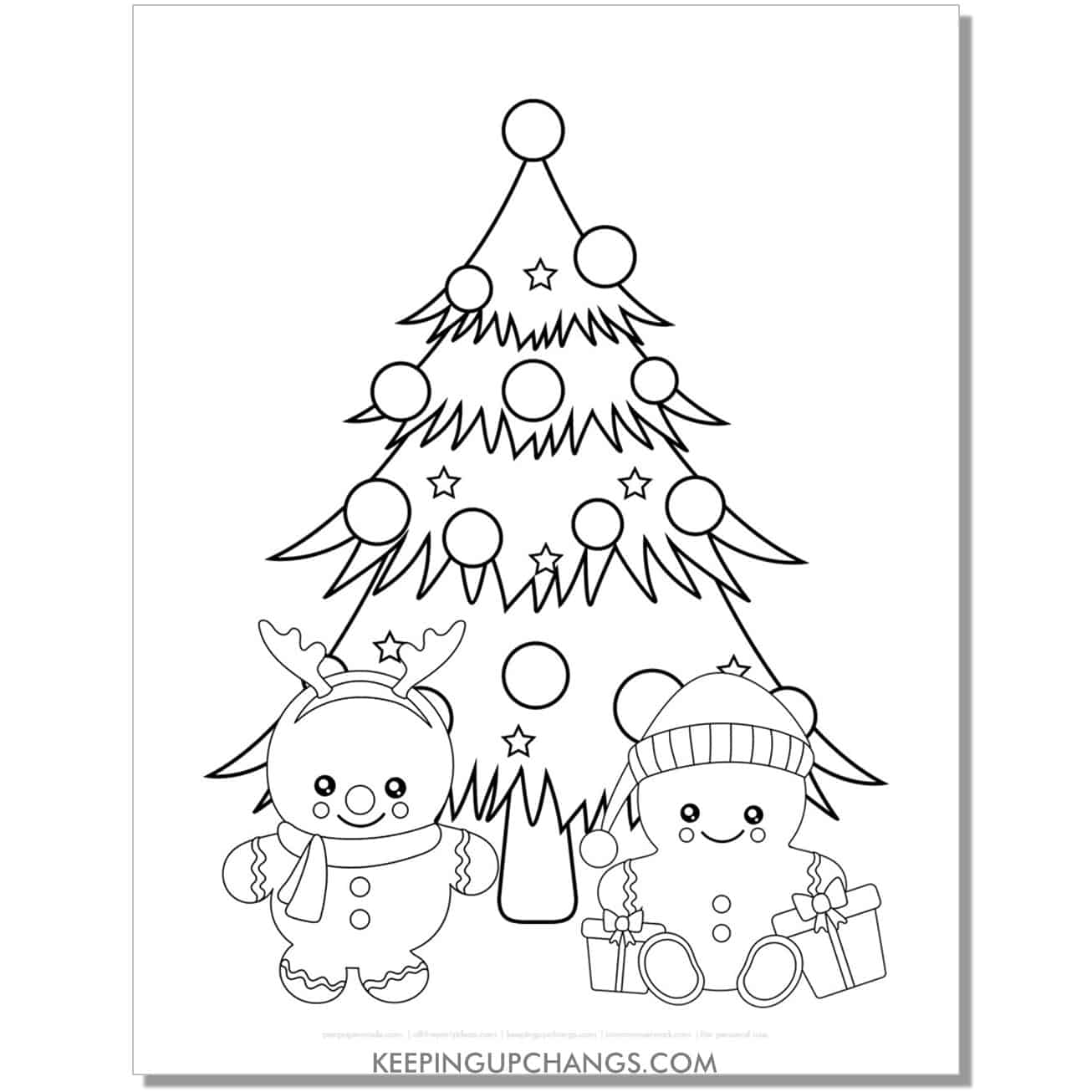 free gingerbread man christmas tree coloring page.