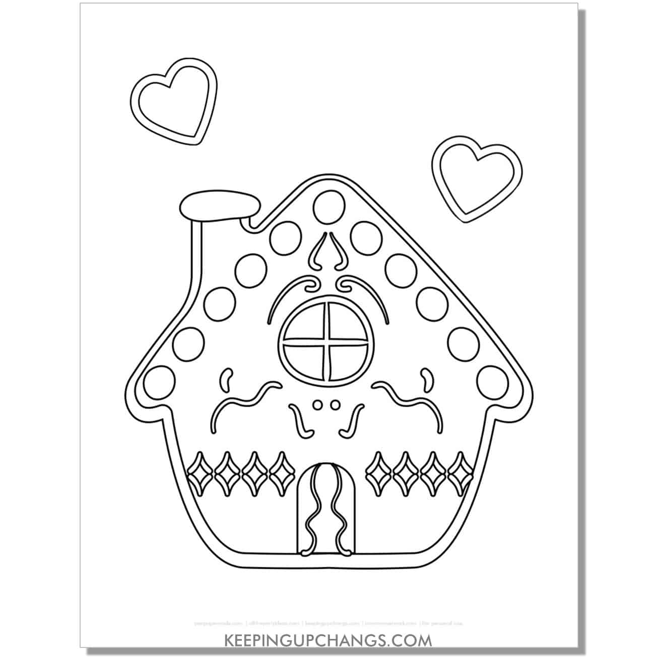 free easy, simple gingerbread house coloring page.