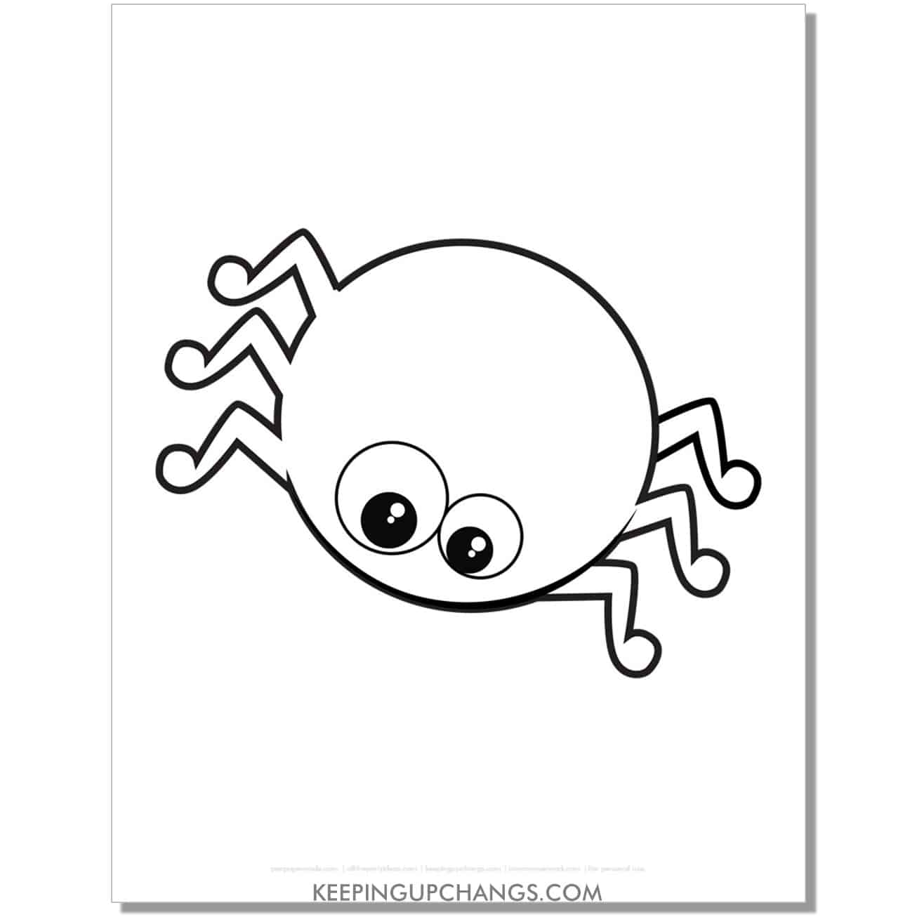 free simple spider halloween coloring page for toddlers.