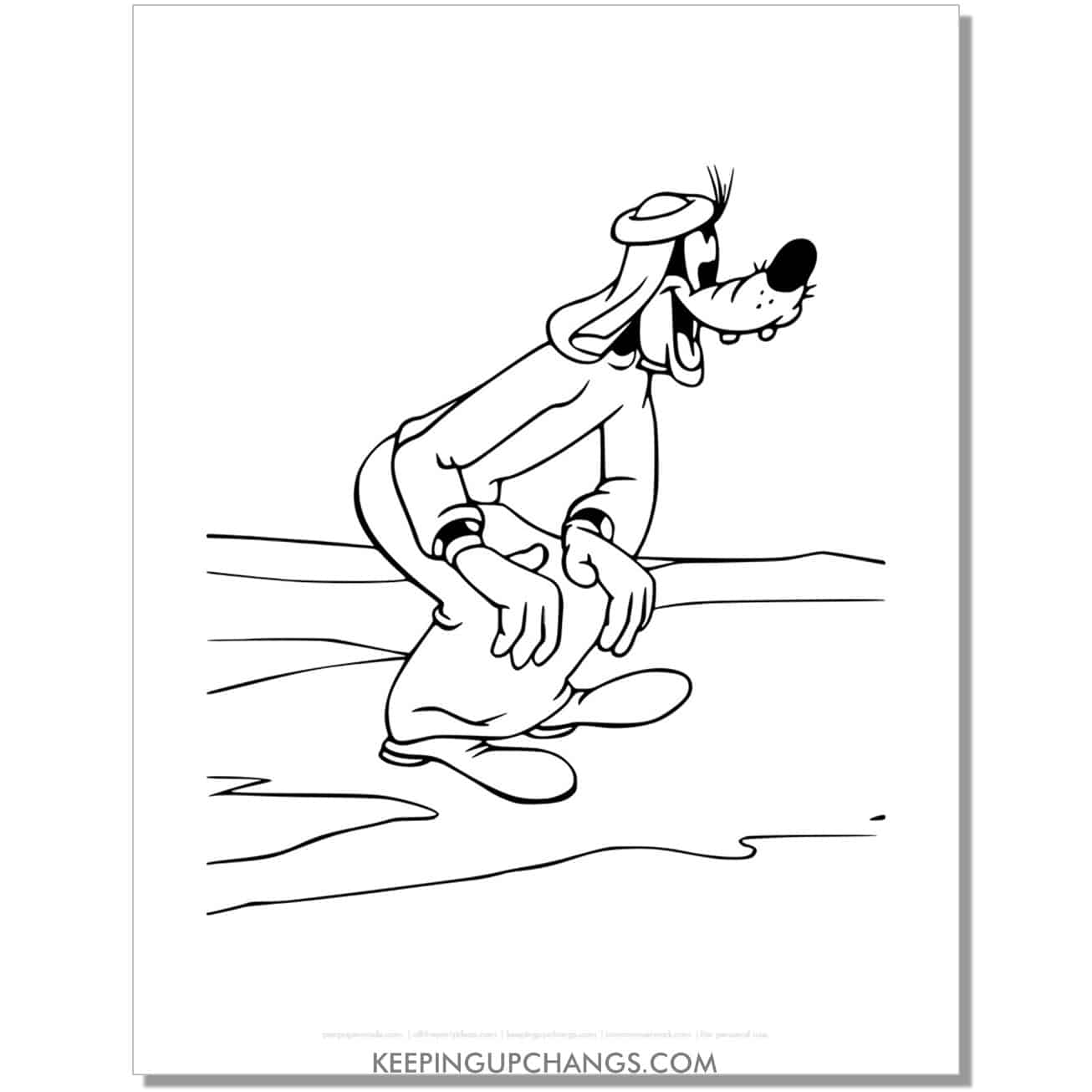 free goofy in the desert coloring page, sheet.
