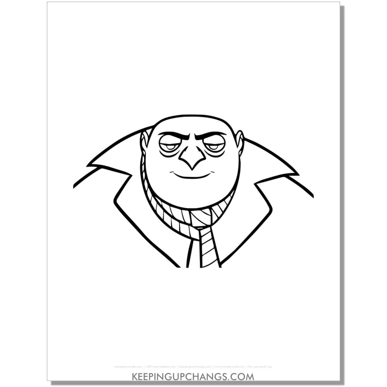 free gru despicable me coloring page, sheet.