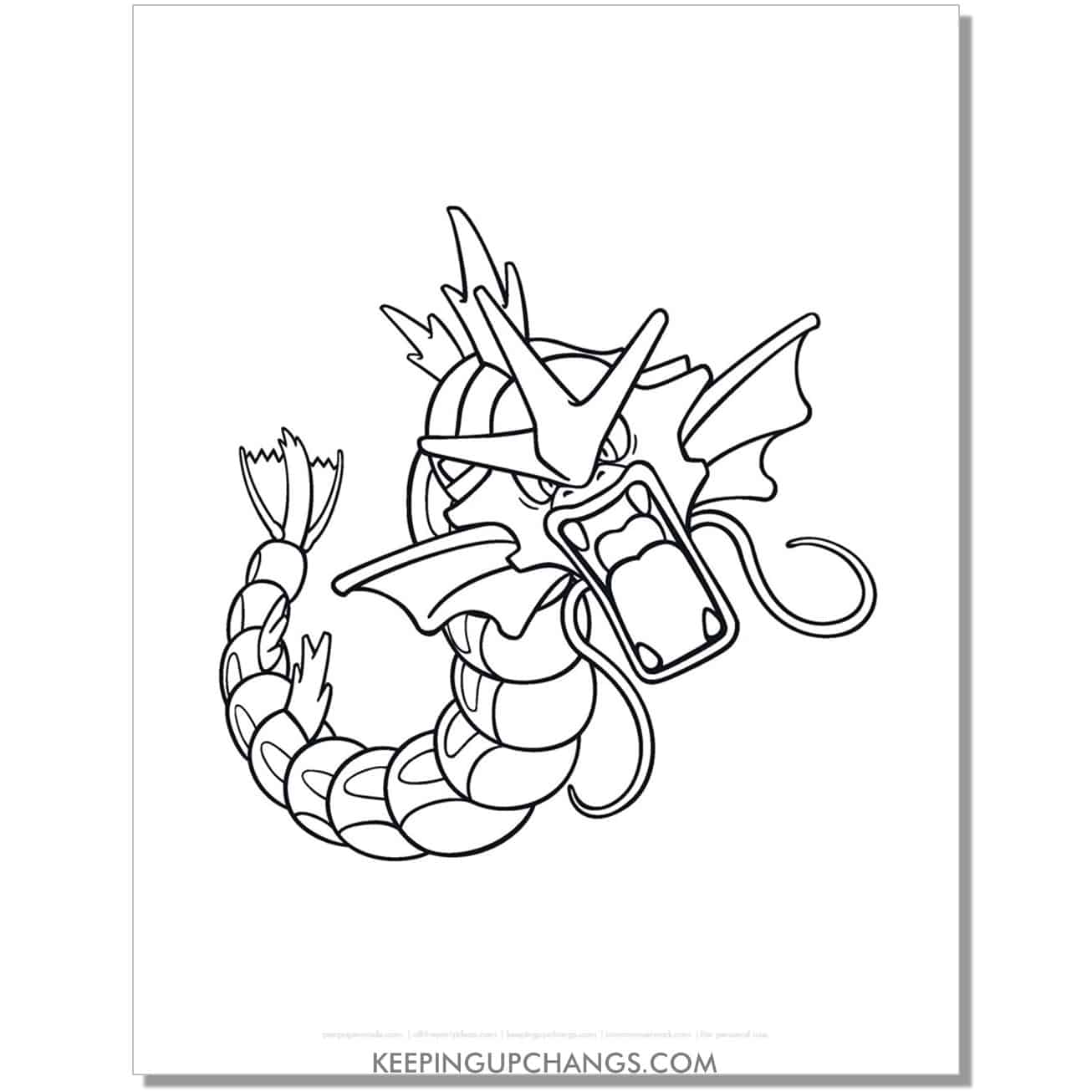 gyrados pokemon coloring page, sheet.