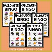 free fall halloween bingo 3x3 game cards.