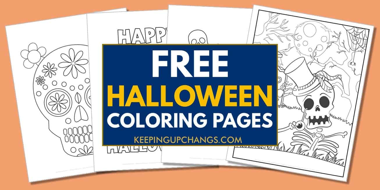 spread of free halloween coloring pages.