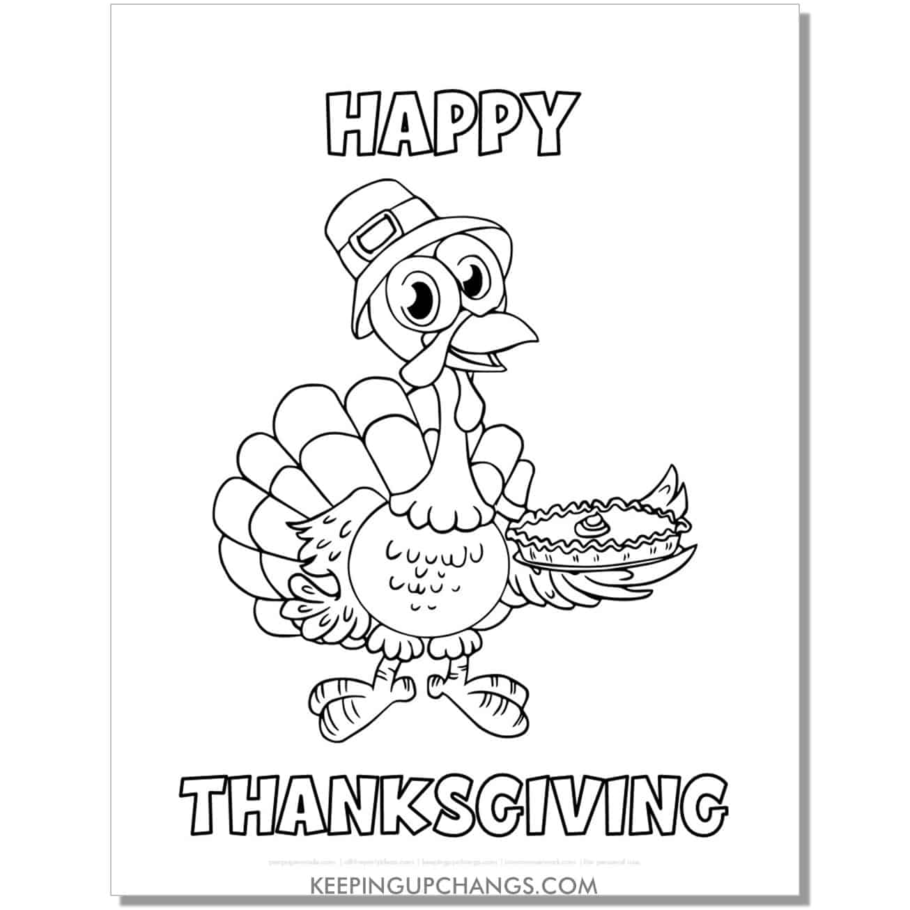 free happy thanksgiving turkey coloring page for fall, thanksgiving.