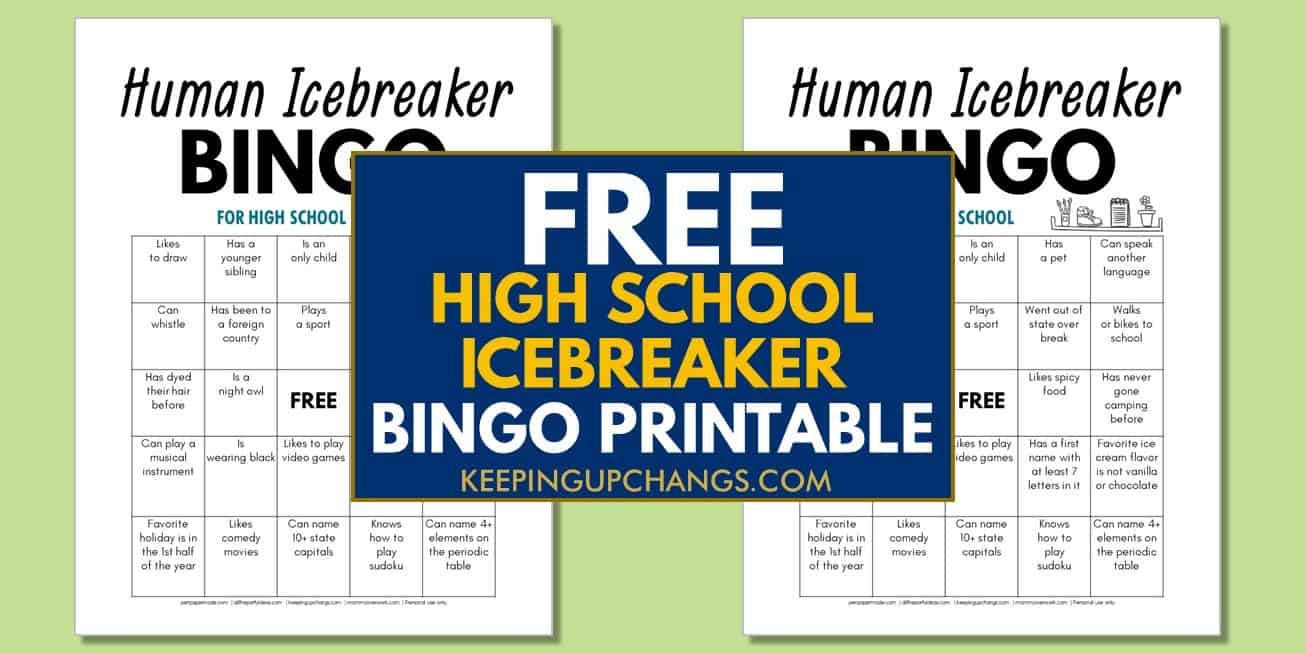 free high school human icebreaker bingo printable.