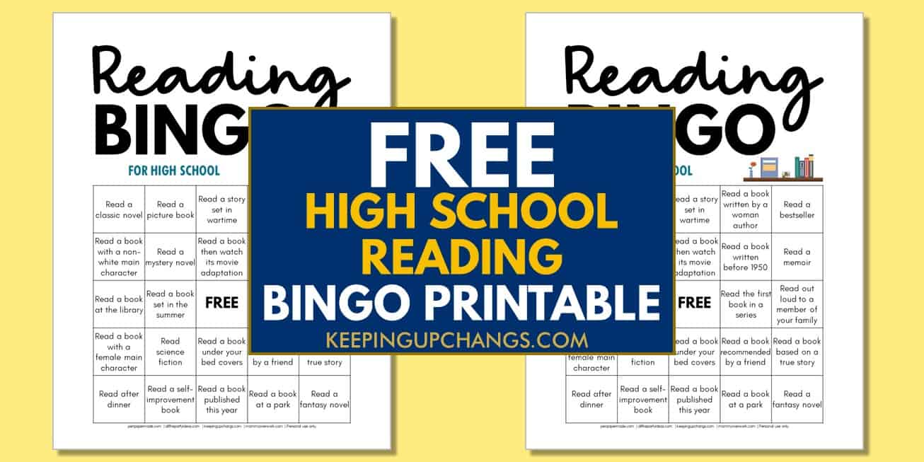 free high school reading bingo challenge printable.