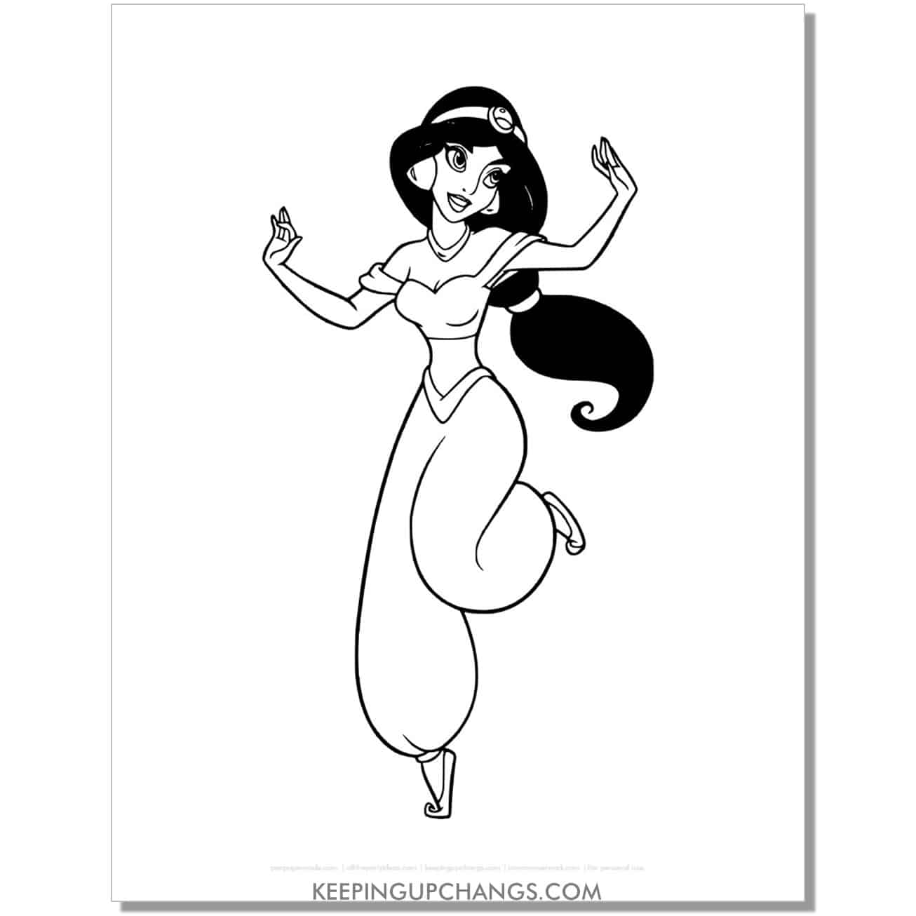 jasmine dancing coloring page, sheet.