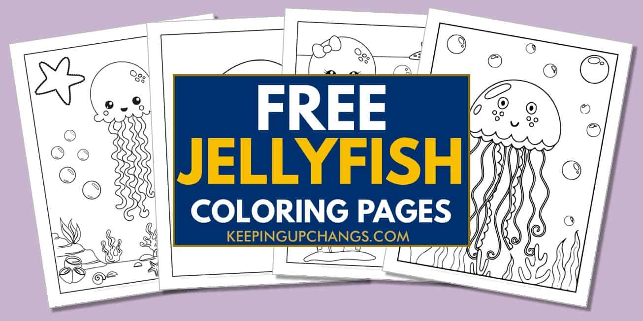 spread of jellyfish coloring pages, sheets.