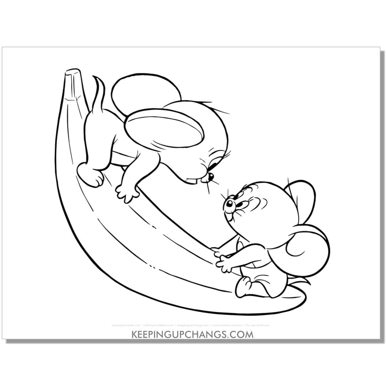 free jerry seesawing on banana coloring page.