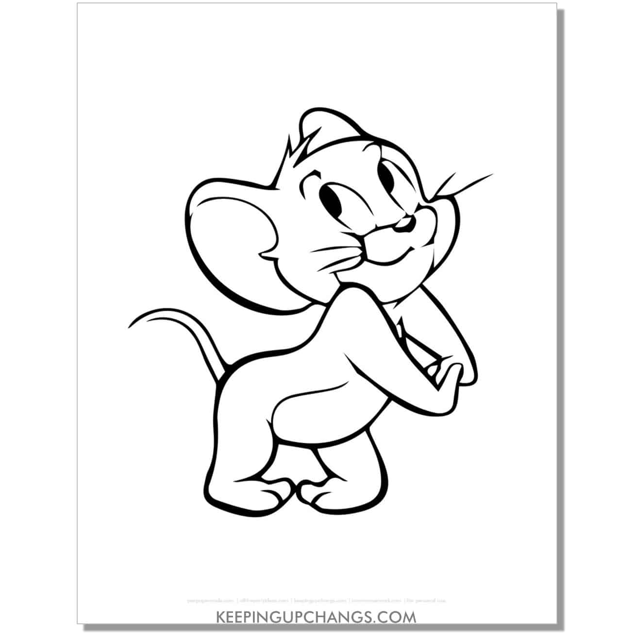 free jerry in cute pose coloring page.