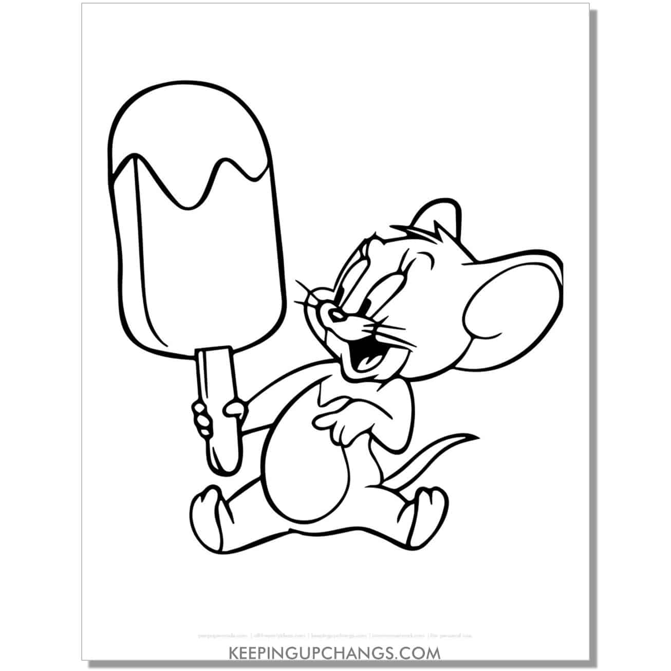 free jerry with ice cream popsicle coloring page.