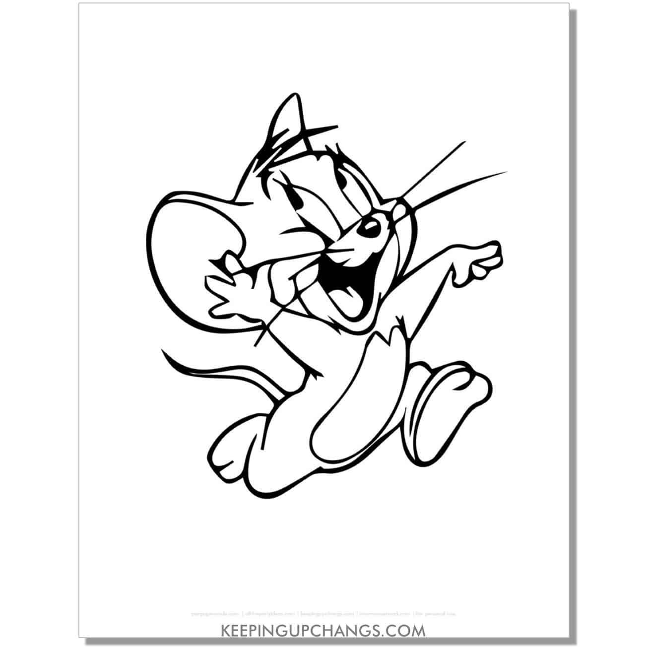 free cute jerry running coloring page.