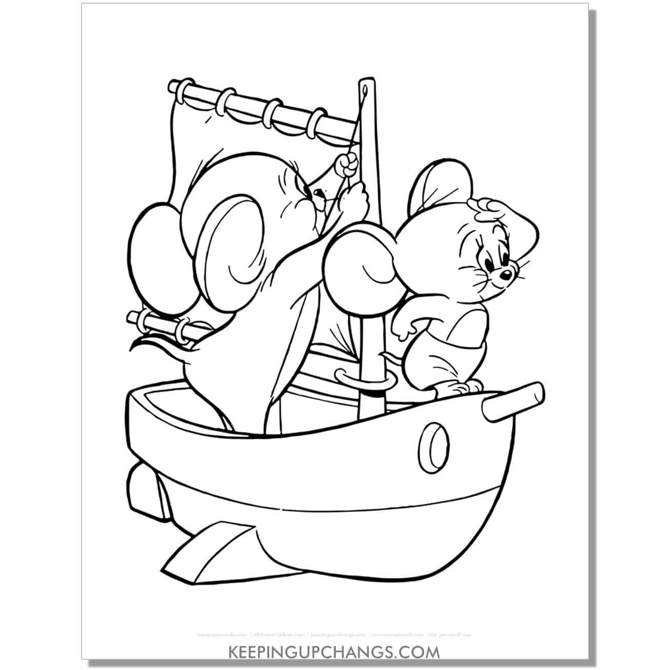 free jerry  making sailboat coloring page.
