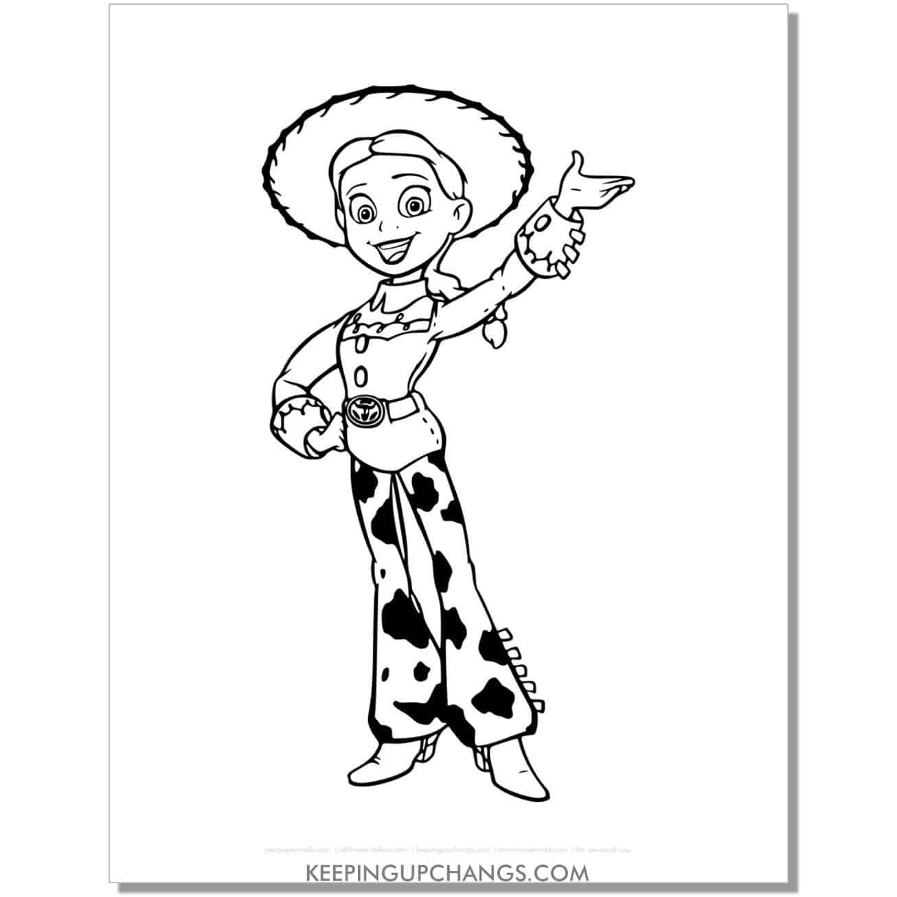free jessie cowgirl toy story coloring page, sheet.