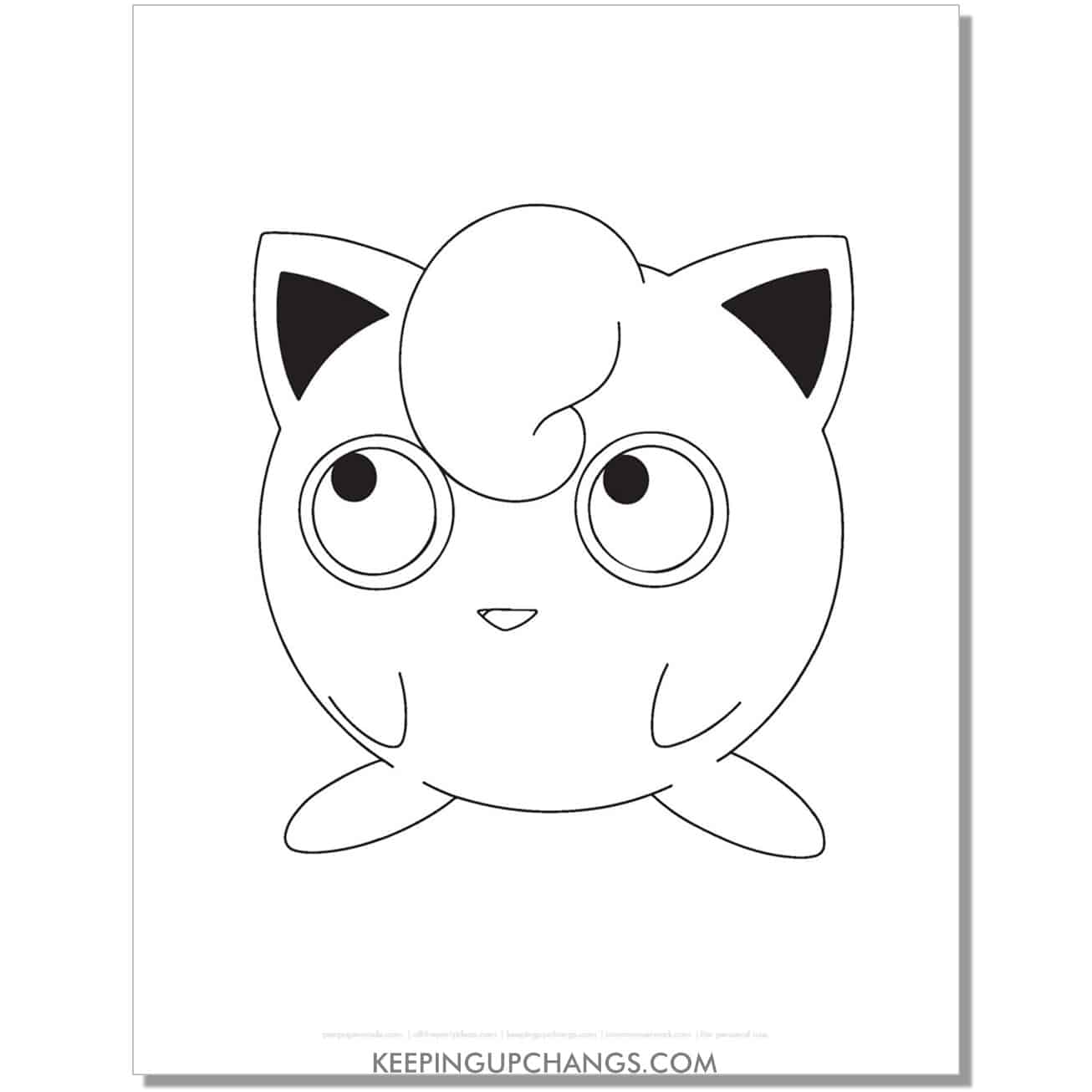 jigglypuff pokemon coloring page, sheet.