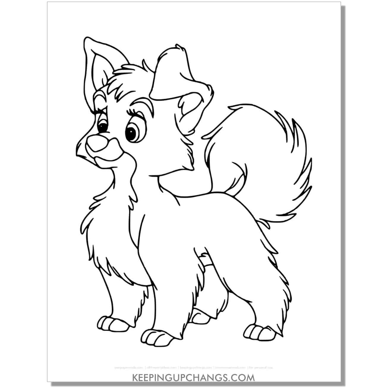 free angel from lady and the tramp coloring page, sheet.