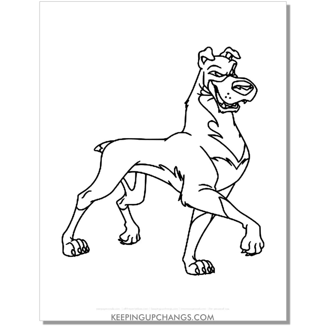 free buster walking from lady and the tramp coloring page, sheet.
