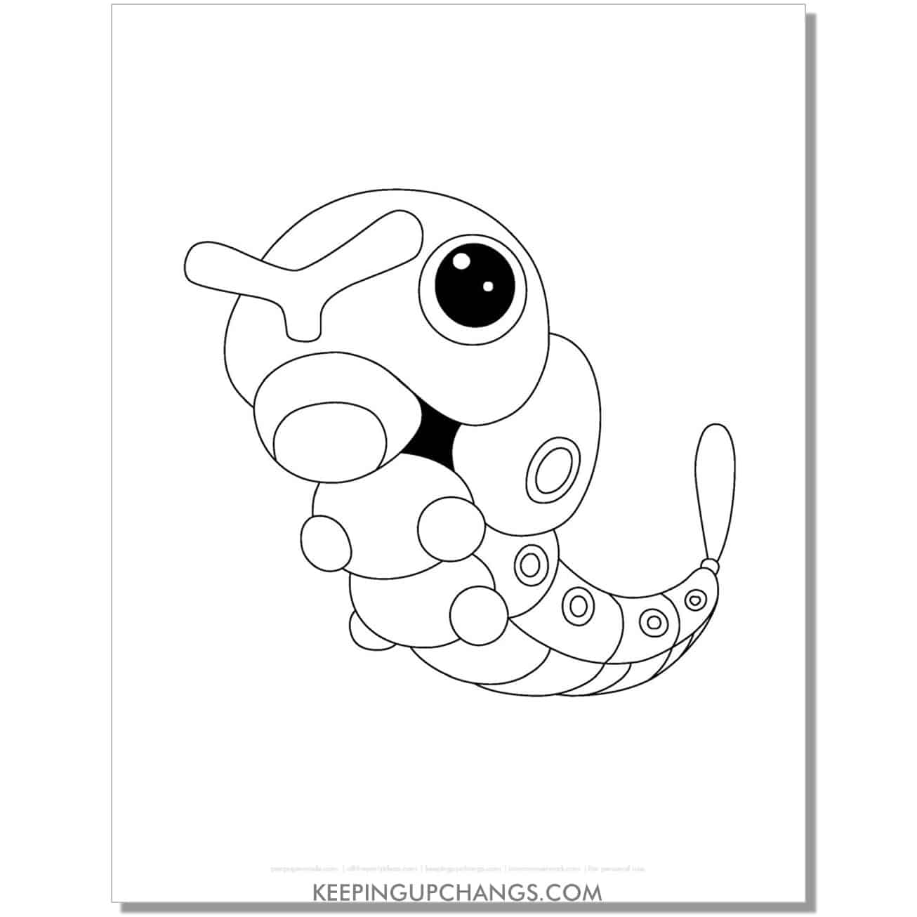 caterpie pokemon coloring page, sheet.