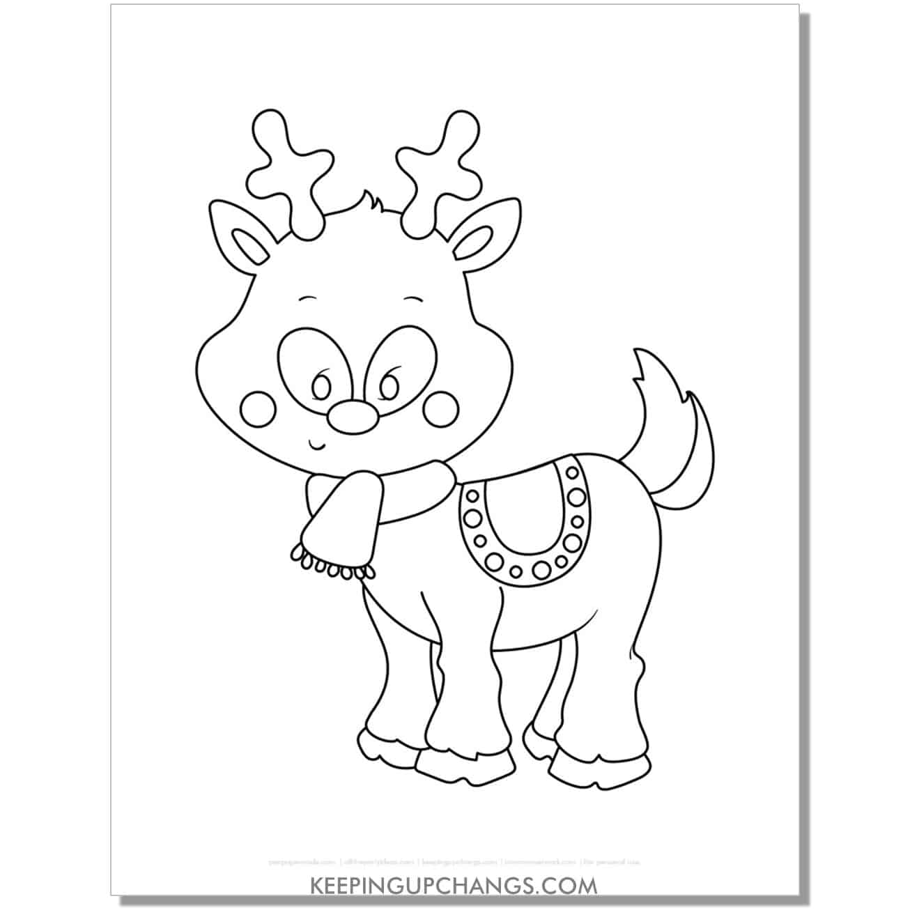 free adorable reindeer coloring page.