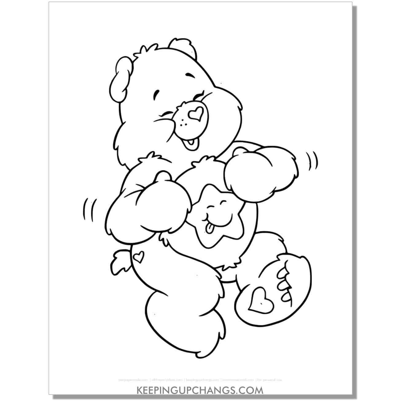 laugh a lot bear laughing care bear coloring page, sheet.