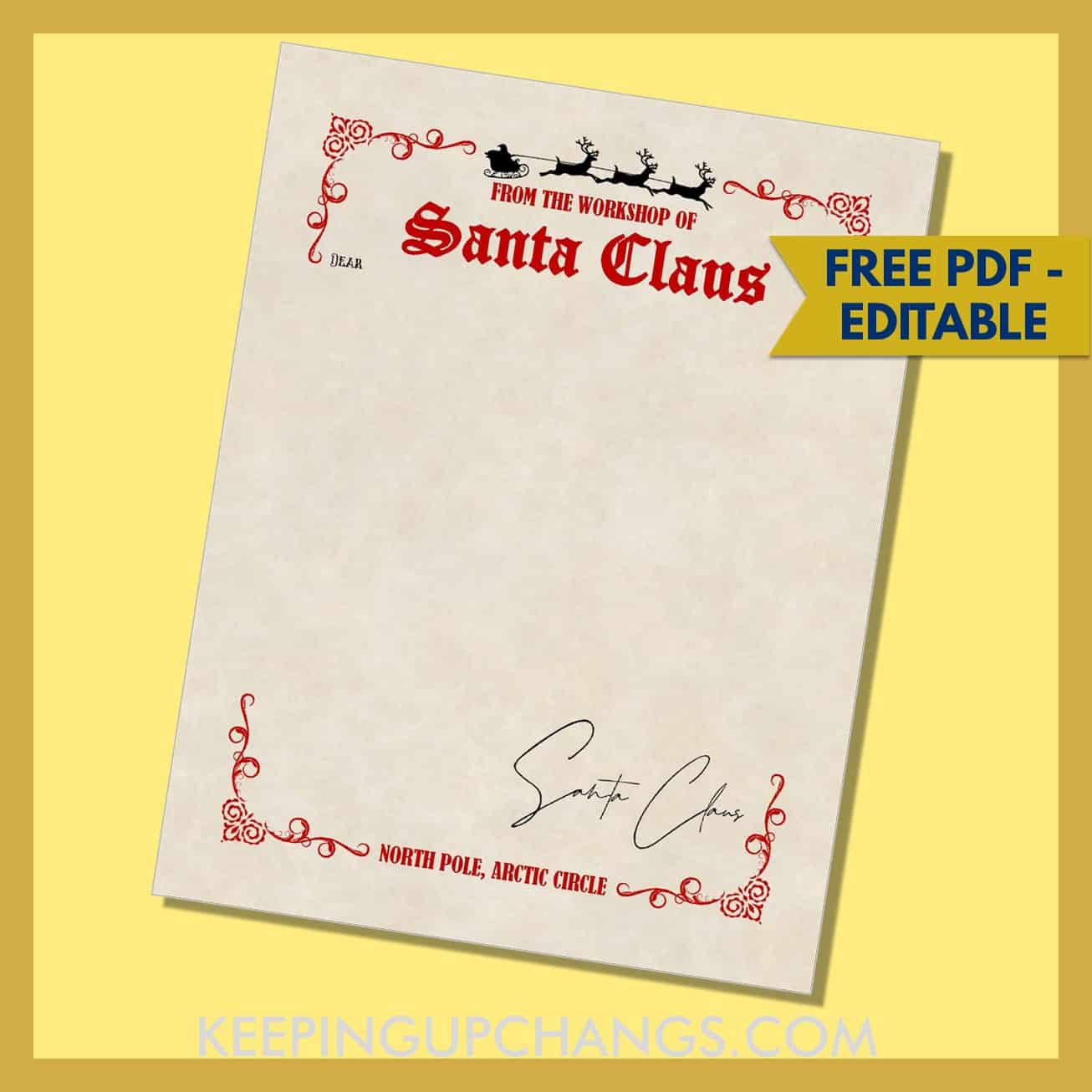 free editable letter from santa blank template with handwriting and signature.