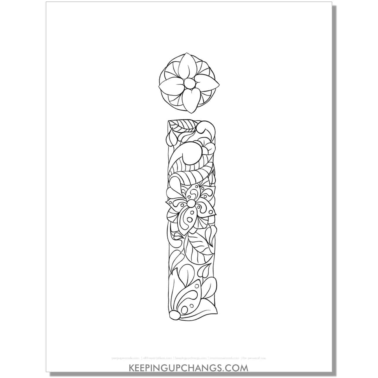free abc i to color, complicated mandala zentangle for adults.