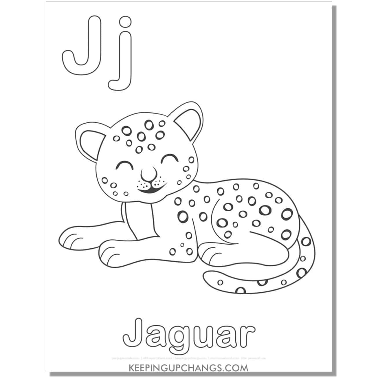 abc coloring sheet, j for jaguar.