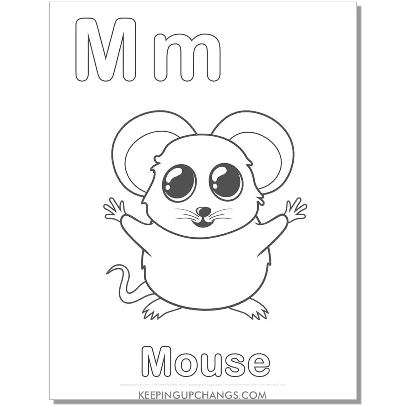 abc coloring sheet, m for mouse.