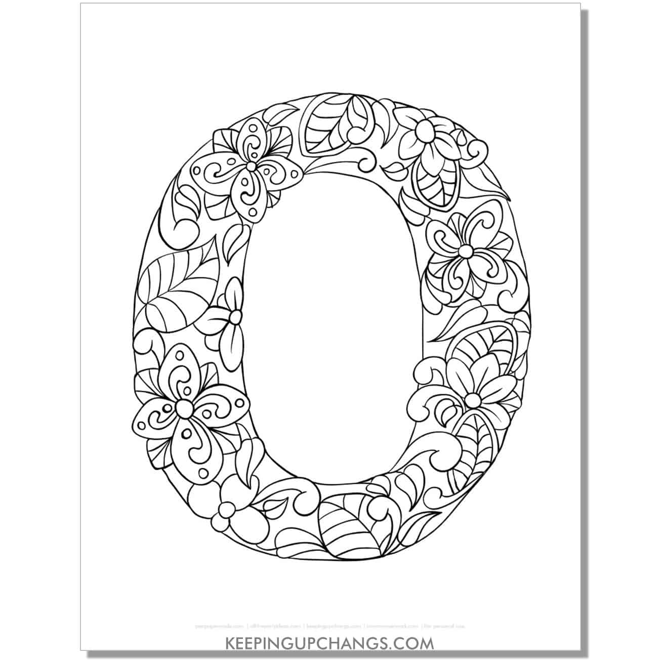 free abc o to color, complicated mandala zentangle for adults.