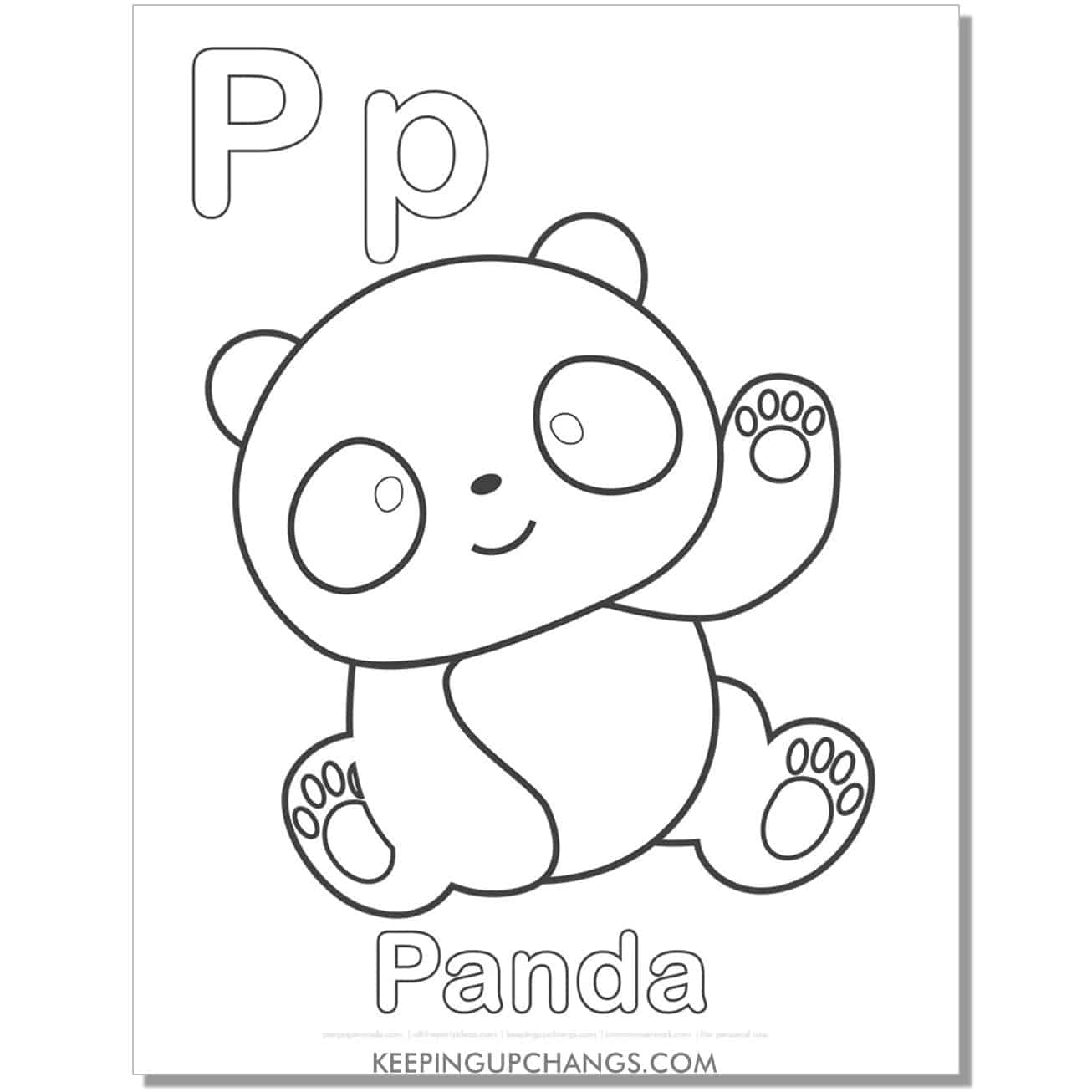abc coloring sheet, p for panda.