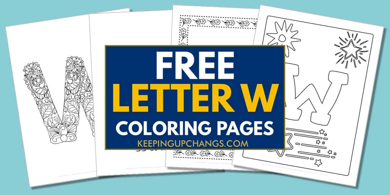 spread of letter w coloring pages, sheets.