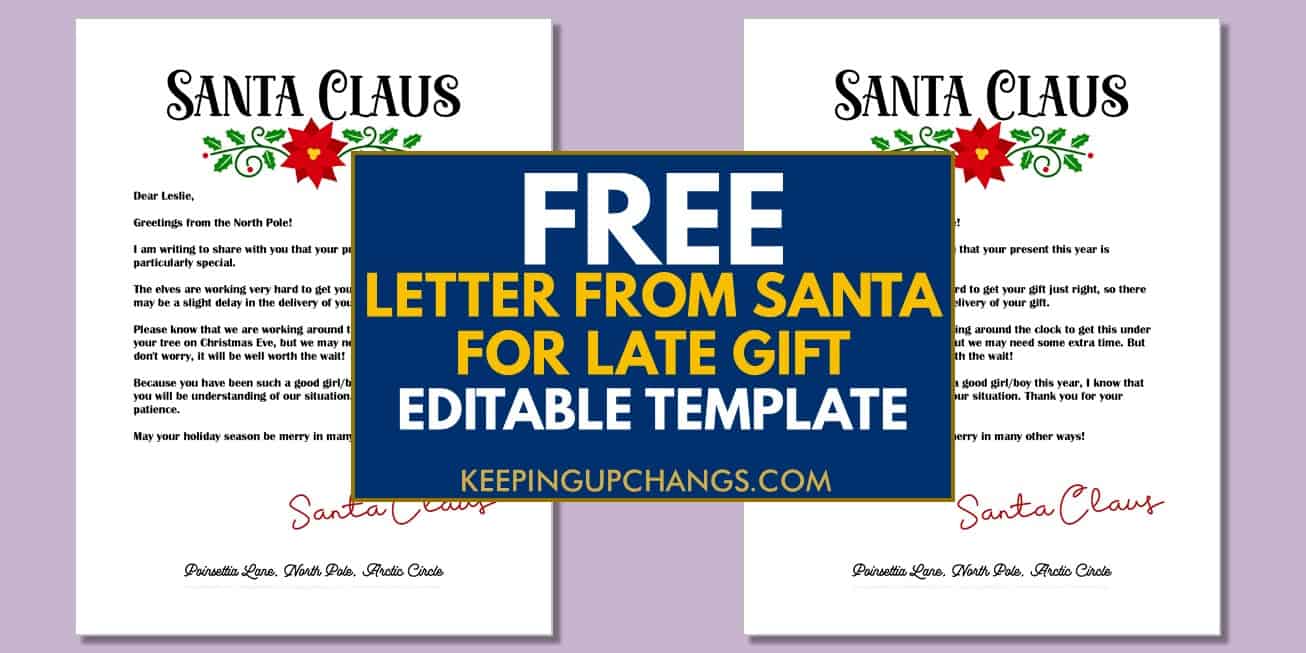 preview of free apology letter from santa for late present editable template.