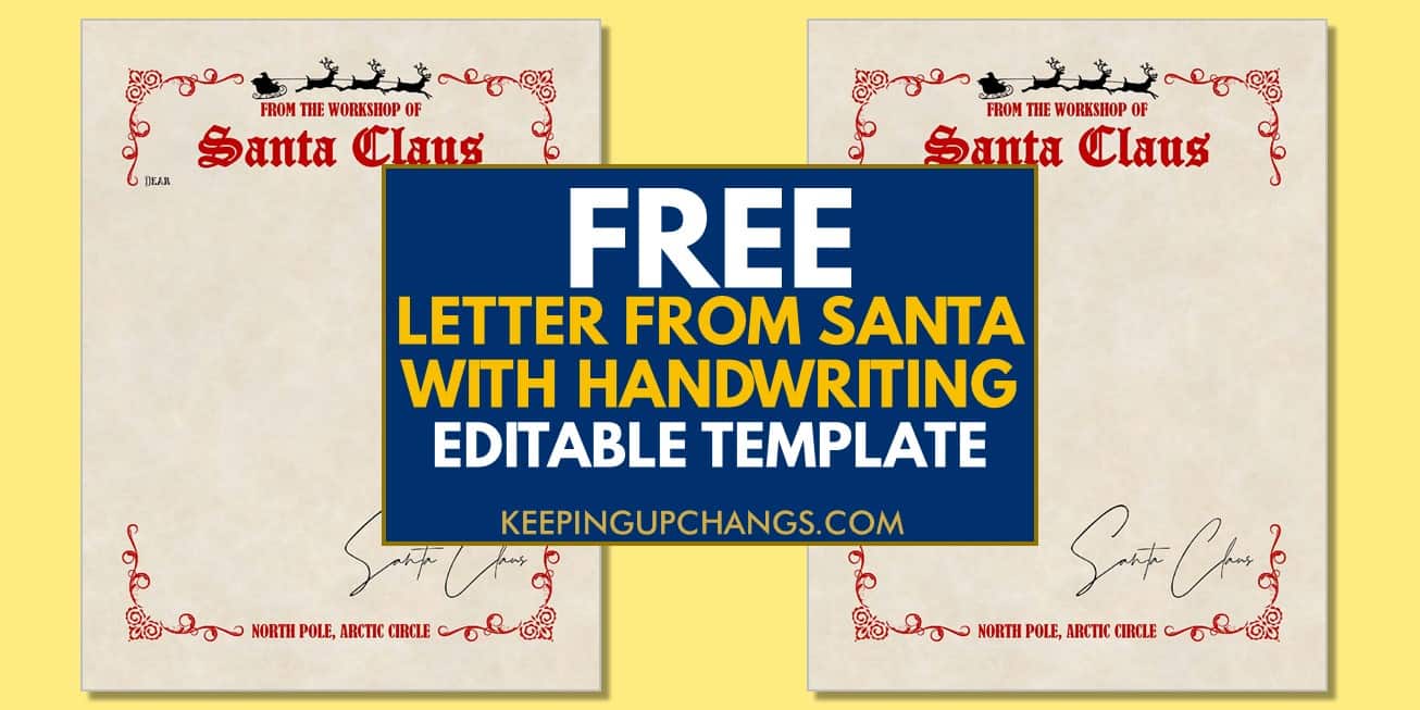 preview of free blank letter from santa with handwriting font editable template.