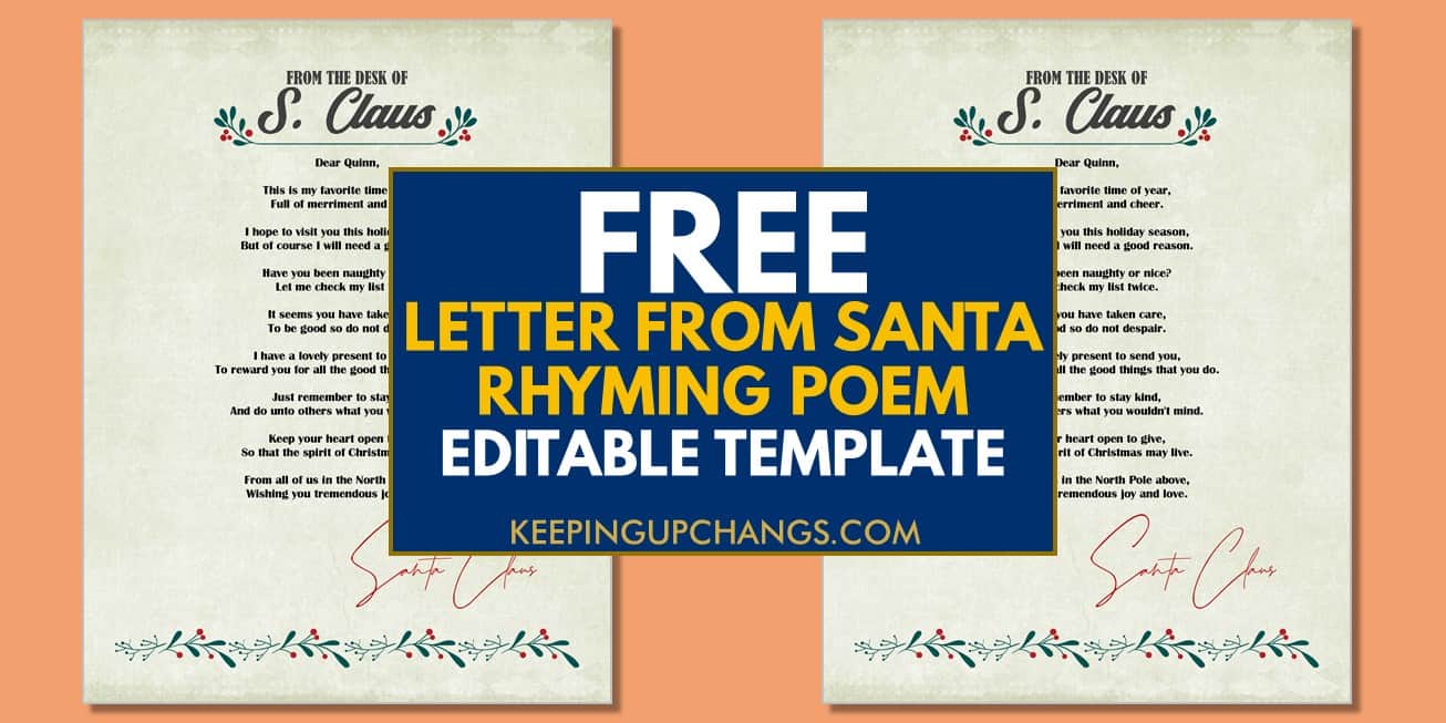 preview of free letter from santa poem editable template.