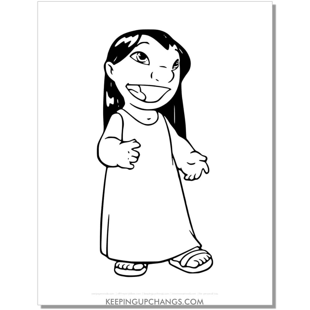 free lilo looking up talking coloring page.