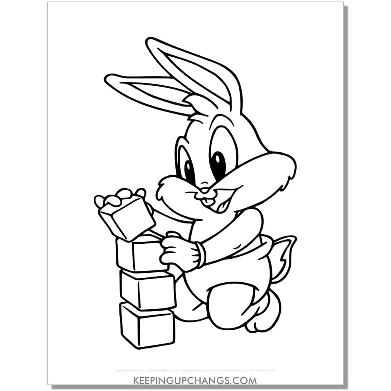 free baby bugs bunny playing with blocks looney tunes coloring page, sheet