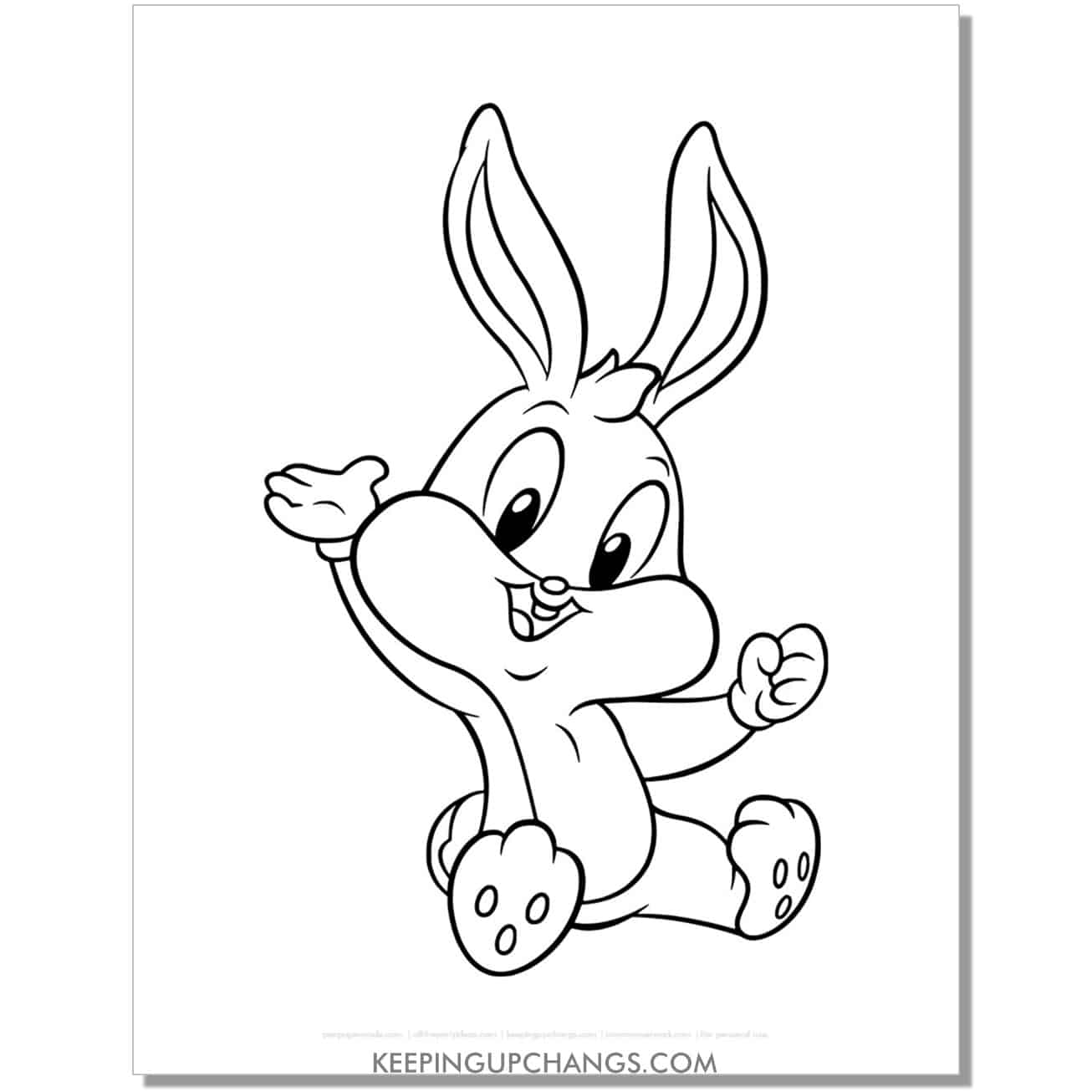free baby bugs bunny sitting looney tunes coloring page, sheet